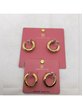 House of Harlow 1960 Gold Textured Hoop Earrings